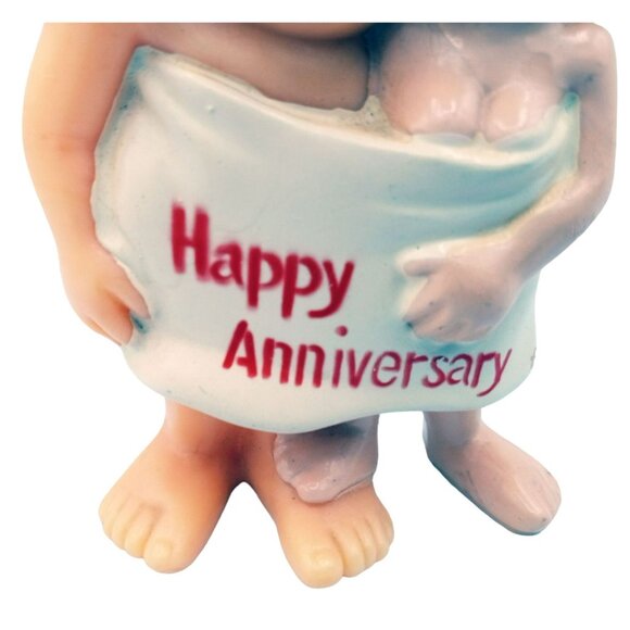 Happy Anniversary Russ Berrie Co Vintage Plastic Wedding Couple Naked Banner - Picture 4 of 11